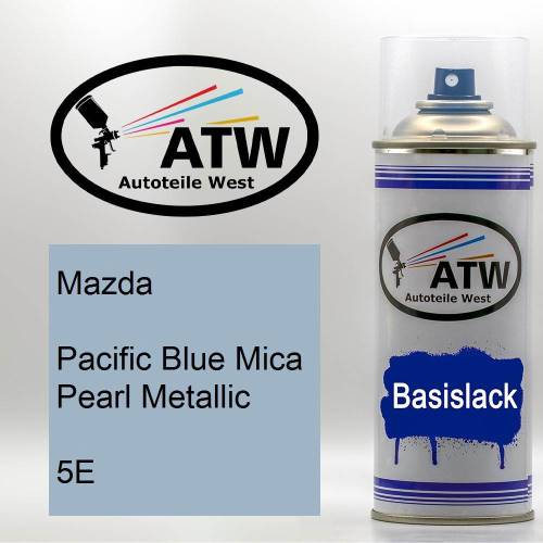 Mazda, Pacific Blue Mica Pearl Metallic, 5E: 400ml Sprühdose, von ATW Autoteile West.